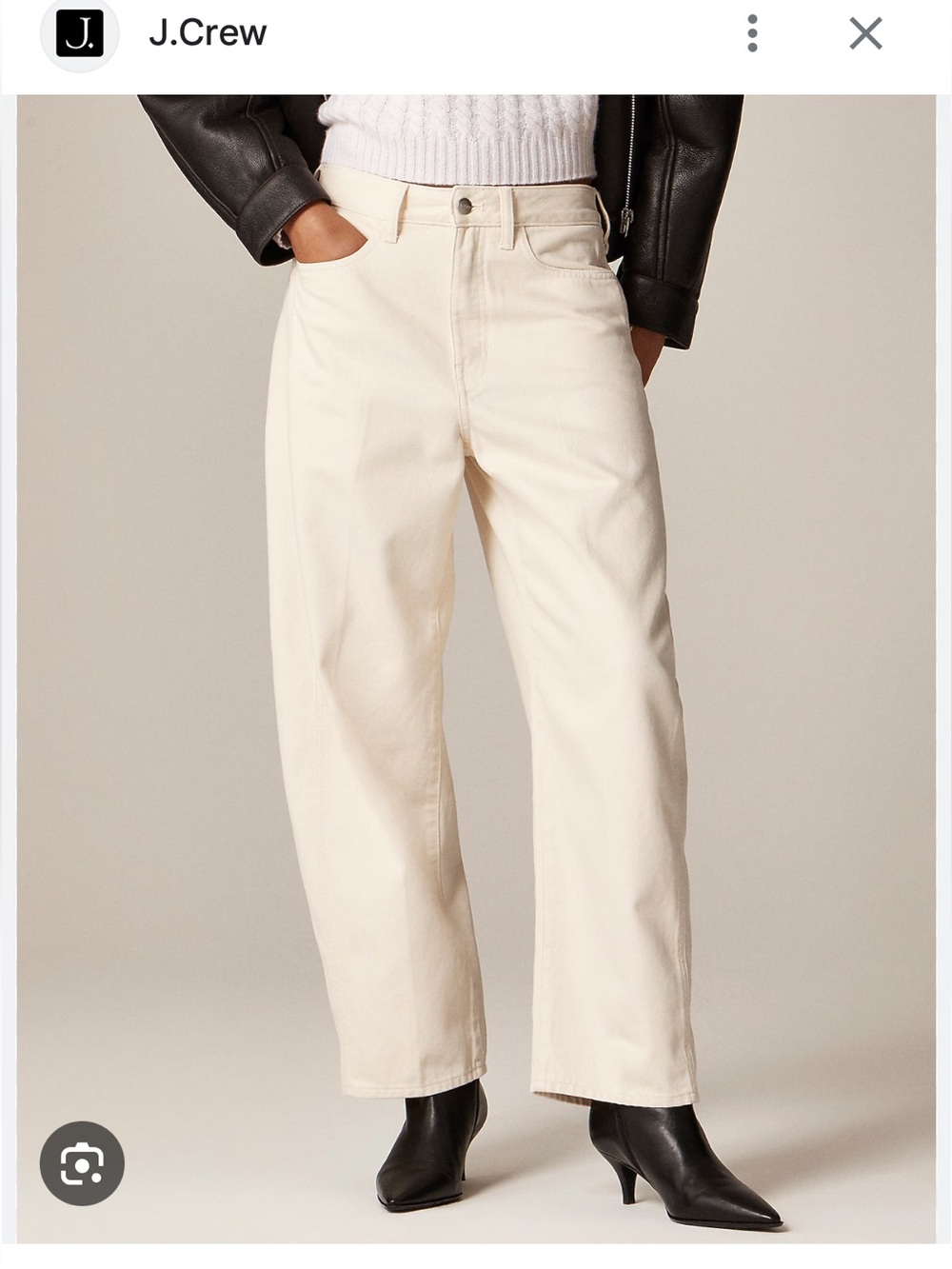 J.Crew Cream High-Rise Wide-Leg Jeans